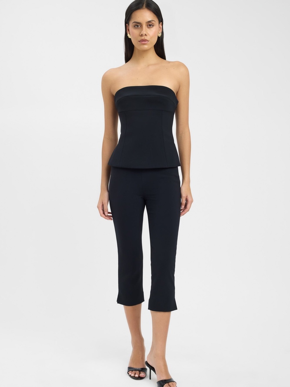 Kookai Alto Capri Pants Black Slim Stretch Cropped Pants Size US 8